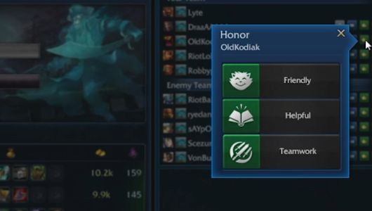 An image of the honor system from League of Legends