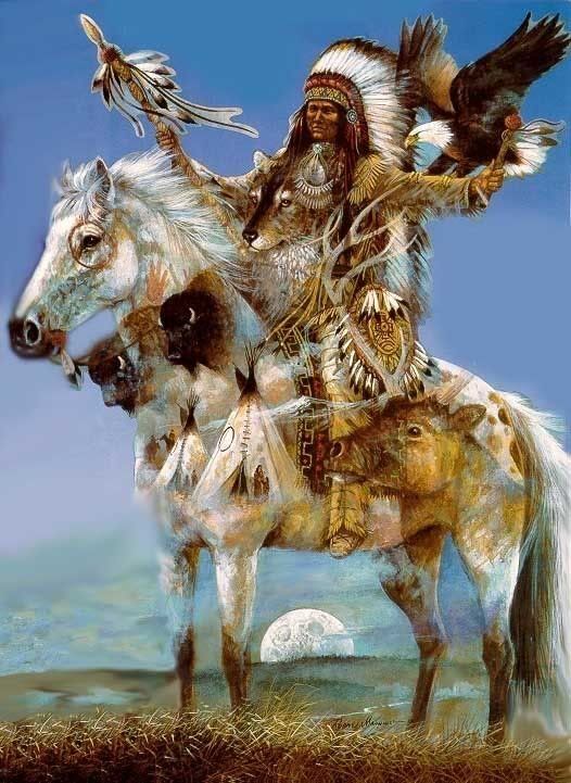 IndianEagleHorsebuffalomanysprits.jpg NATIVE AMERICAN image by dwyrens